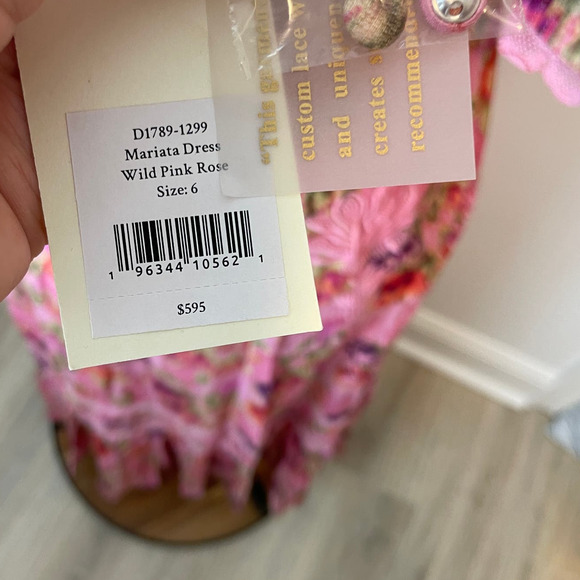 LoveShackFancy Floral Lace Mariata Maxi Dress In Wild Pink Rose Size 6 New - Picture 16 of 16